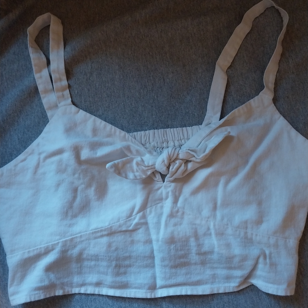 Linen Blend Crop Top